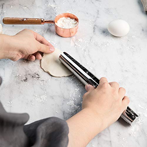 304 Stainless Steel Rolling Pin 8.9" Smooth Non-stick Dough Roller for Pastry Pasta Pizza Cookie Bread