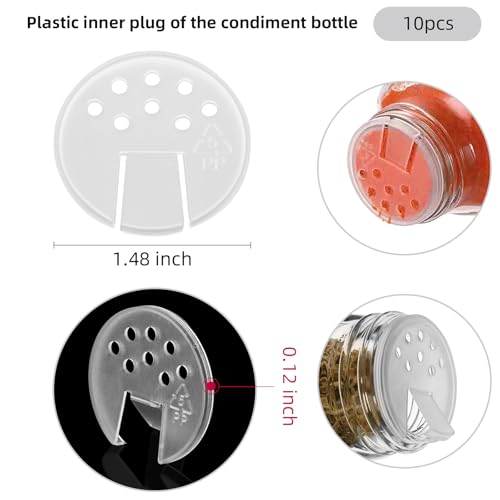 10Pcs Plastic Adapters for 4oz Glass Spice Jars,White Spice Caps -Special 2-in-1 shaker lid for jars Pour and Shake style with seal (10)