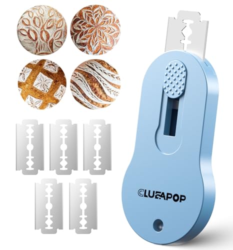 CLUEAPOP Bread Lame Magnetic Professional Bread Lame Dough Scoring Tool | Sourdough Scoring Tool | Sourdough Bread Baking & Bread Scoring Tool & 5 Razor Blades, Bread Making Kitchen Tool - color: Hydrangea