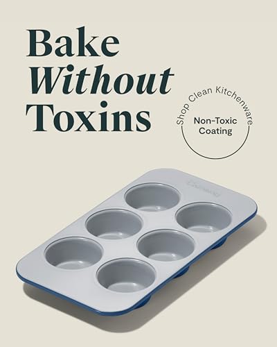 Caraway Non-Stick Ceramic-Coated 6-Cup Muffin Pan - color: Navy, size: Muffin Pan (6 Cup)