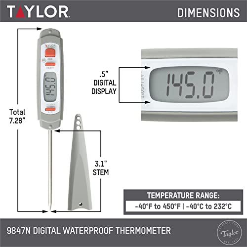 Taylor 9847 Waterproof Digital Instant Read Meat Thermometer - color: Gray