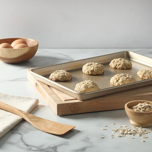 Martha Stewart Gallen 13 x 9 Inch Nonstick Carbon Steel Cookie Sheet - Champagne Durable Baking Pan for Cookies, Brownies & Roasting - color: Champagne, size: 13" Cookie Sheet