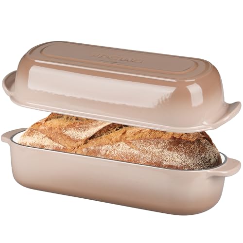 EDGING CASTING Enameled Cast Iron Loaf Pan with Lid, Bread pan, Dutch Oven Bread pan for Homemade Sourdough Bread Baking, 12.5x5.5 inch, 5qt, Mocha - color: Mocha