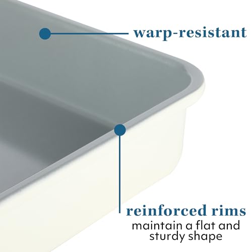 Sur La Table Kitchen Essential Bake Sale 9 X 13 Inch PFOA, PFAS, PTFE Free Nonstick Roaster/Cake/Baking Pan - Linen White - size: Roaster Pan (13" x 9")