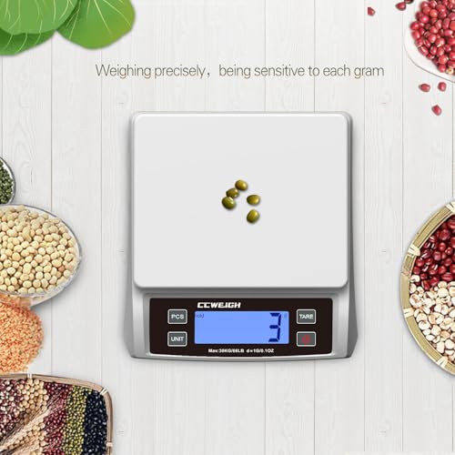 Food Scale 66lb,Rechargeable Digital Kitchen Scale for Baking - color: White
