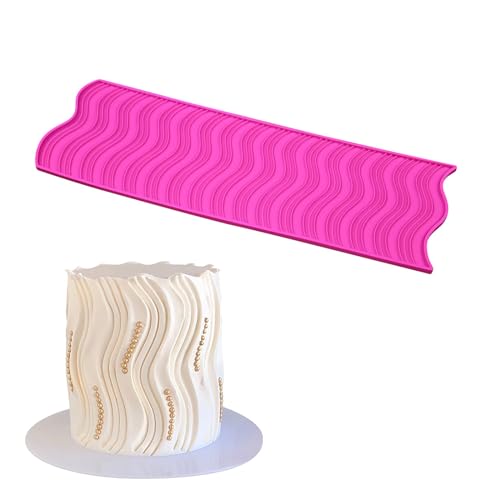 Silicone Texture Cake Wave Border Decor Embossing Mold, Sugarcraft Pastry Fondant Clay Mould Impression Embossed Mat Wedding Cake Decorating Tool DIY (Wave)