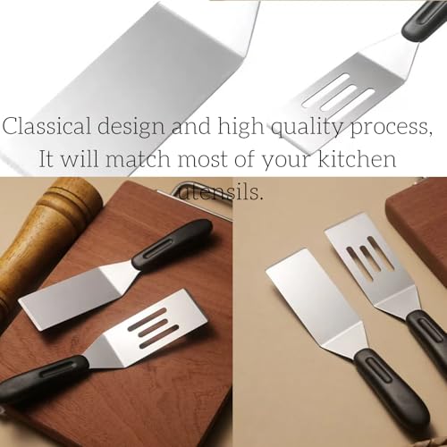 Mini Metal Spatula turner Set, Small Serving Spatula, 2 Pieces Stainless Steel Spatulas Set, Cutter and Serve Turner for Kitchen, Flipping or Cooking for Brownie, Cookie, Pancakes or Cake.