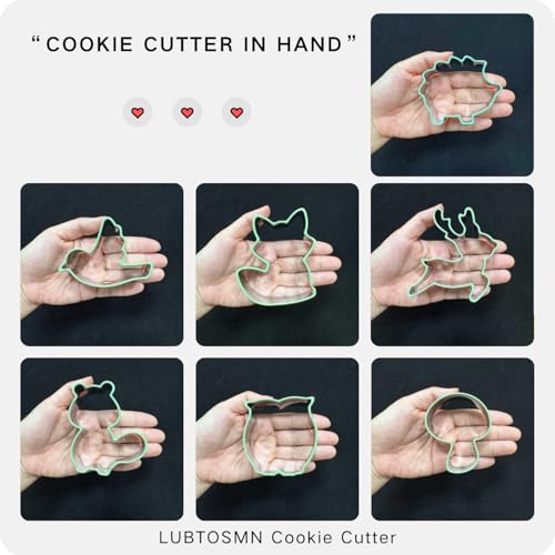 LUBTOSMN 7 Piece Forest Animal Cookie Cutters Set with Silicone Protective Rim, Stainless Steel Woodland Cookie Cutters for Cookies, Fondant, Sandwiches, Biscuits, Pancakes and Forest Party Baking