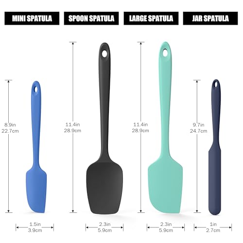 Doosu 600°F Heat Resistant Silicone Spatula Scrapers (Set of 4, Multi-3) - color: Multicolor 6, size: Set of 4