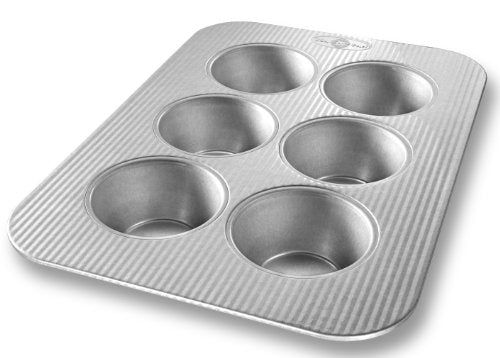 USA Pan Jumbo Texas Muffin Pan, 6 Well, Nonstick & Quick Release Coating, Aluminized Steel - size: 6 Cup, style: Jumbo Muffin Pan