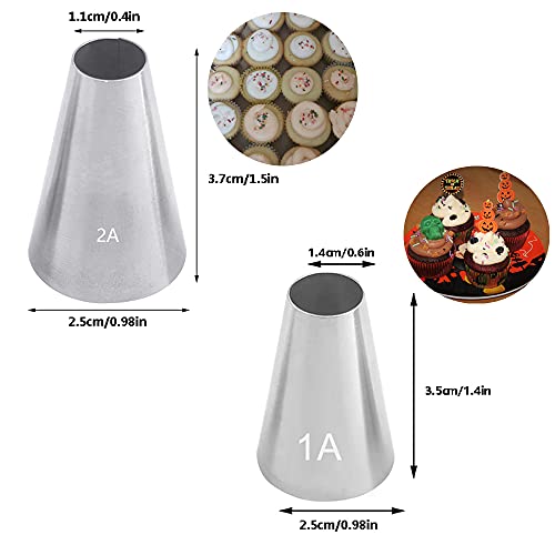 Large Piping Tips Set for Cake Cupcake Decorating,Stainless Steel Icing Piping Nozzles,5 Decorating Tips Pastry Tips Frosting Tips for Cream Rose Flower Meringue Cookie Decoration,#1A 1M 2A 2D 4B - color: Type 5
