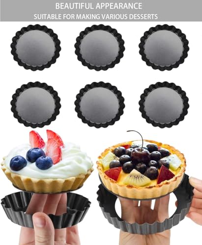 4" Tart Pans with Removable Bottom, Non-Stick Quiche Molds 6-Pack - size: 4inch