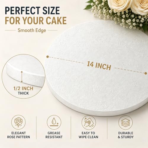 14 Inch Cake Drums,6 Pcs Cake Boards 14 Inch Round 1/2 Inch White Cake Base - size: 14 Inch