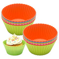 12 Pack Silicone Baking Cups, Reusable Muffin Liners Non-Stick Cupcake Molds, Small Baking Cups Truffle Cake Pan Set for Baking, Dishwasher Safe & Easy to Remove, Multicolo, Size 9 x 6 x 4.4cm - size: Pack of 12