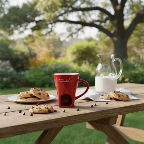 Chocolate Melting Mug, Party Fondue Cup with Candle Melting Pot - color: Red