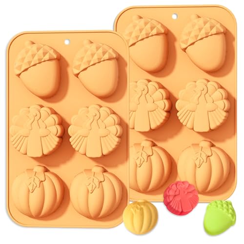 2 Pcs Chocolate Silicone Molds Autumn Hazelnut Pumpkin Chocolate Molds Thanksgiving Turkey Silicone Mold for Home Cake Baking Fondant Clay Soap Ice Cube DIY Decoration - color: Styl 17