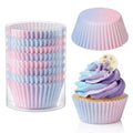 200PCS Gradient Cupcake Liners Blue Pink Ombre Paper Baking Cups Mermaid Themed Muffin Cupcake Wrappers for Bridal Shower Wedding Baby Shower Gender Reveal Birthday Party Cake Decor - style: 200 Counts