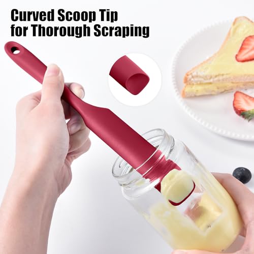 Doosu Silicone Jar Scraper Spatula Long Handle for Peanut Butter (Red) - color: Red, size: 9.7in (jar spatula)