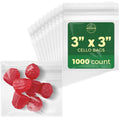 Seal Fresh Self Sealing Cellophane Bags - 3" x 3" (1000 Count) - Clear Plastic Resealable Cello Bag - Cellophane Treat Bags, Cookie Bags for Packaging, Candy bags, Cello Bags, Pastry Bags - size: 3" x 3"
