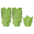 HARFINGTON 100Pcs Tulip Cupcake Liners Standard Paper Baking Cups Greaseproof Wrappers Disposable for Birthday Banquets Party, Green - color: Green