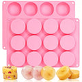 SJ Round Soap Mold Set, 2-Pack 12-Cavity Silicone Soap Molds - color: Pink / Medium Round