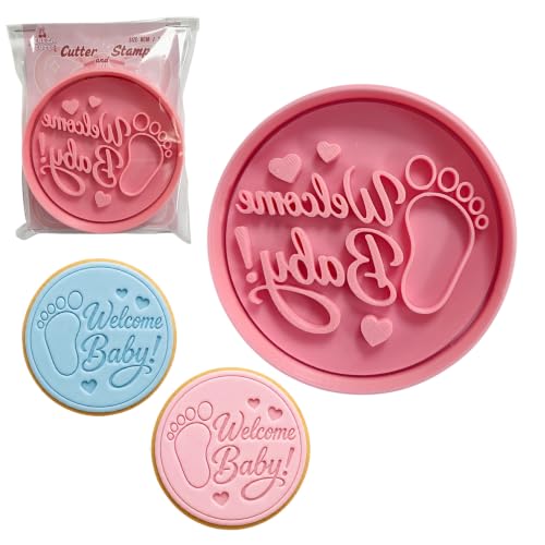 "Welcome Baby" 3D Cookie Cutter and Stamp: Stamp for cookies, cold porcelain, fondant, and crafts for baby showers and children's parties. - color: WELCOME BABY
