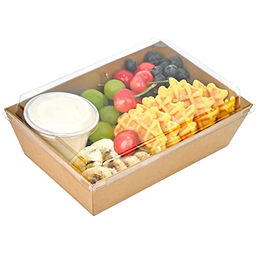 Ocmoiy Paper Charcuterie Boxes with Clear Lids, 8x6 Inches, 20 Pack, Brown - color: Brown