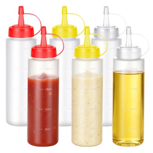6 Pack 8 oz Condiment Squeeze Bottles, Wide Mouth & Leak Proof - size: 8 Ounces (Pack of 6)