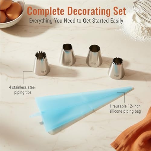 Styquenzer 5 PCS Large Piping Tips Set, Stainless Steel