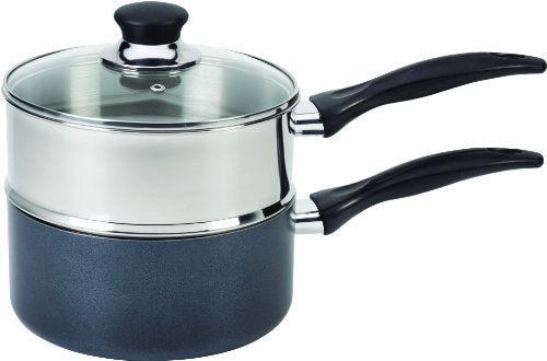 T-fal Specialty Nonstick Double Boiler 3 Quart Oven Safe 350F Cookware, Pots and Pans, Dishwasher Safe Silver/Black - size: 3 Quarts, style: Nonstick