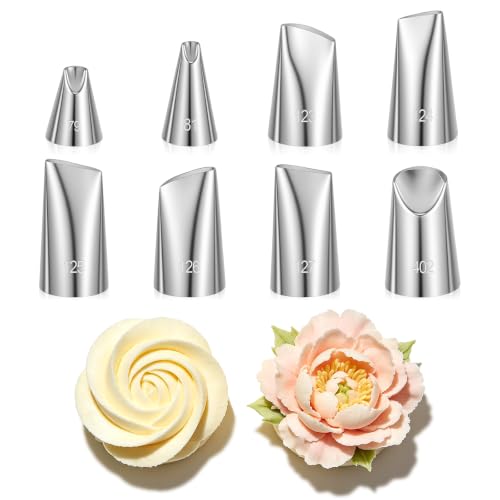 8PCS Stainless Steel Cake Decorating Tip, Large Piping Tip Set