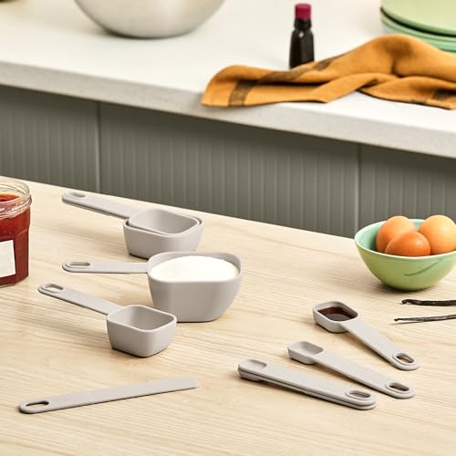 bella Nested Measuring Cup & Spoon Set, BPA & BPS-free nylon, Oatmilk, 9 Piece Set (Pack of 12) - color: Leche de avena