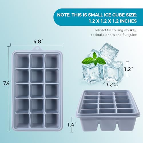 Silicone Ice Cube Trays with Lids (3-Pack, Blue) - color: Blue
