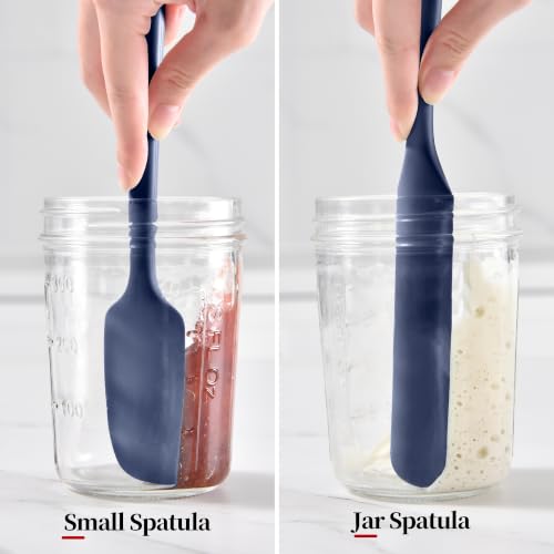 600ºF Heat Resistant Silicone Spatula Spoonula Set of 4, Blue - color: (3) Midnight Blue, size: 4 Spatulas