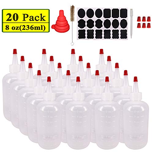 Belinlen 20 Pack 8 oz Plastic Squeeze Bottles with 20 Pcs Red Tip Caps - size: 8 Ounces (Pack of 20)
