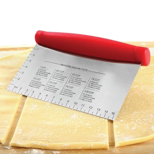 Norpro Grip-EZ Stainless Steel Pastry Bench Scraper and Food Chopper, Red - color: Red