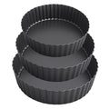 Set of 3 Deep Dish Pie Pan with Removable Bottom - Fluted Carbon Steel Tart Pan for Quiche Lorraine & Pies - Crispy Crust Baking Dish for Home Bakers - 7.87, 9.44 and 11 inches - size: Set 3