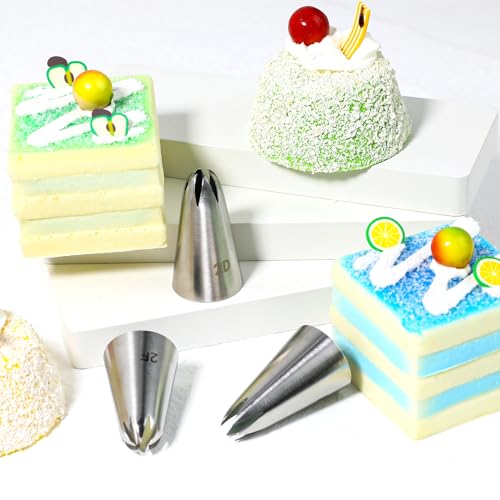 3pcs 1M 2D 2F Cake Piping Tips, Cake Decorating Supplies Piping Tips - size: 1M + 2D + 2F