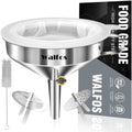 Stainless Steel Funnel, Walfos Kitchen Funnel with 2 Removable Strainer ＆ 1Pc Cleaning Brush, Perfect for Transferring of Liquid, Oils, Jam, Dry Ingredients & Powder (Big, 4.9") - color: 1pcs 4.9in Stainless Steel