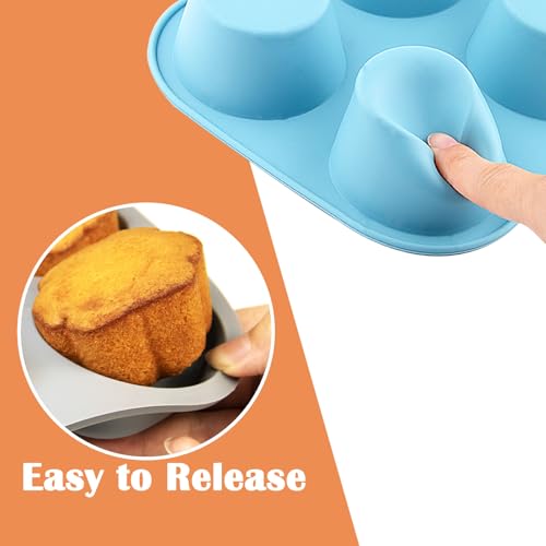 6 Cups Silicone Mini Muffin Pan Set, Nonstick Mini Cupcake Pans, 2pcs BPA Free Small Muffin Tin for Baking - color: Set of 2--6 Cups (Blue+Green)
