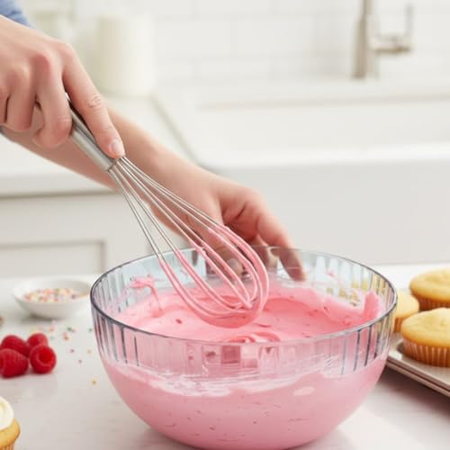 Soro Essentials- 12" Stainless Steel French Whip Whisk with Thick Rigid Wire- Wire Whisk Kitchen Whisk Balloon for Whisking Cooking Beating Blending Stirring Ingredients Mixing Sauces Baking Cake - size: 12 Inch