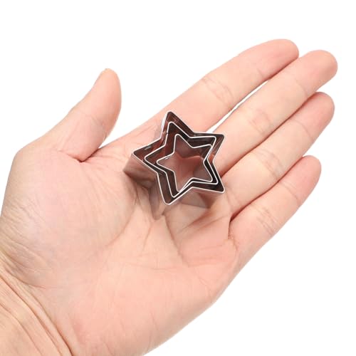 HARFINGTON 3Pcs Star Cookie Cutters Set Assorted Sizes Stainless Steel Five-Pointed Star Cookie Cutters Biscuit Mould for Pastry Fondant Cake Cookie - style: Star