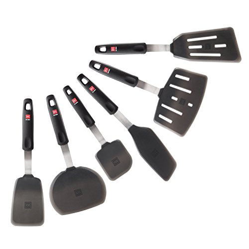 DI ORO Silicone Turner Spatula Set - 600F Heat Resistant, 6-Pc Black - size: Ultimate Set
