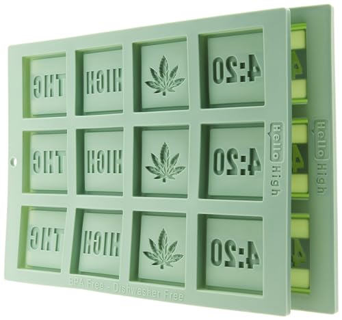 HELLO HIGH 420 Leaf Silicone Gummy & Candy Mold, 2-Pack, 24 Cavities