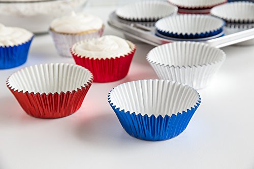 Fox Run Patriotic Muffin and Cupcake Liners, 45 Standard Size Foil Wrappers - color: Multicolor