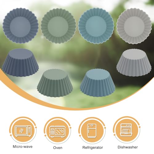 Large Silicone Baking Muffin Cups, 12Pack Reusable Cupcake Liners Molds - color: Grey Series, size: Large