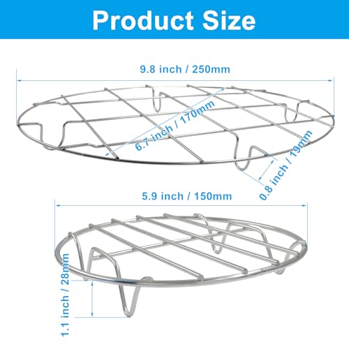 2 Pack Cooking Racks, 9.8 Inch Oval with 5.9 Inch Round