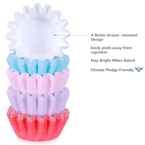 Caperci Heavy Duty Mini Cupcake Liners Rainbow Bright Small Baking Cups - color: Multicolor