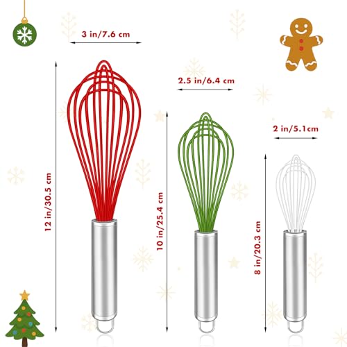OYV Christmas Whisk Set of 3, 8/10/12 Inch, Holiday Red/Green/White - color: Red+Green+White