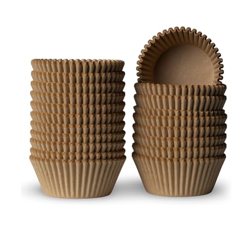 200 Paper Cupcake Liners, Muffin Liners or Baking Cups for Desserts, Muffins, Cupcakes and More Treats; Grease Proof, No Smell, Food Grade, Nut Serving Containers (Brown) - color: Brown